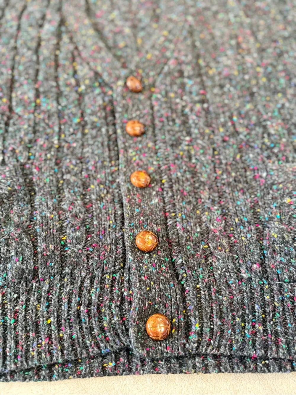 Vintage Limited Express Rainbow Confetti Cable Knit Cozy Grandmacore Cardigan M